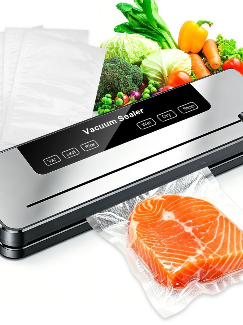 NEW Vacuum Sealer Machine 75KPa Strong Suction Dry Moist Mode Automatic Food 50